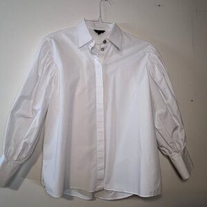 Massimo Dutti Women White Shirt with hidden buttons. Size USA 8